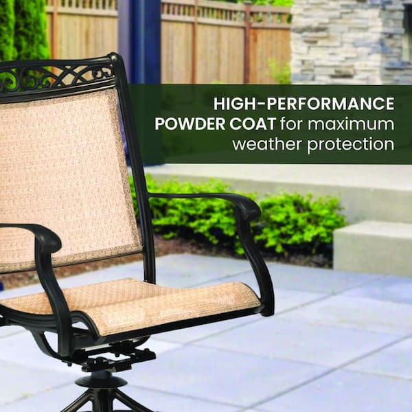 Fontana 7-Piece Aluminum Rectangular Outdoor Dining Set with Tile-Top Table and 2 Swivel Chairs