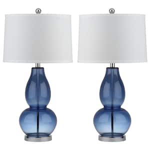 Mercurio 28.5 in. Blue Double Gourd Table Lamp with Off-White Shade (Set of 2)