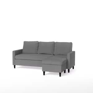 Hudson 76 in. Square Arm 1-Piece Polyester Modular Sectional Sofa in Gray with Removable Cushions