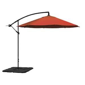 10 ft. Steel Offset Cantilever Outdoor Patio Umbrella with Square Base, Hand Crank Lift in Orange