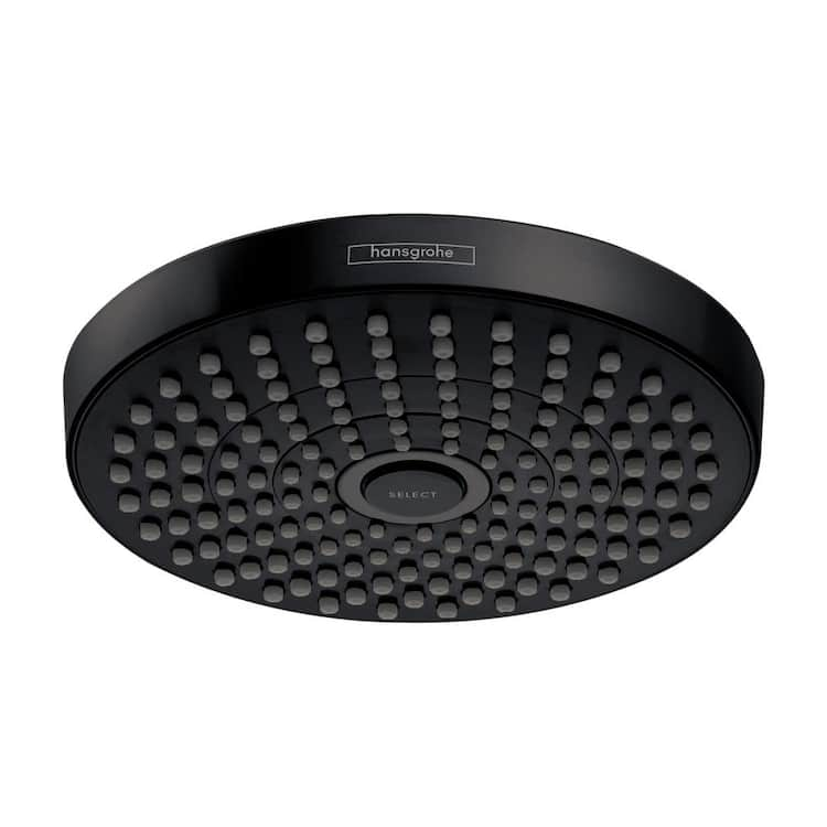 Hansgrohe Croma Select S 2-Spray Patterns 1.8 GPM 7 in. ceiling or wall Fixed Shower Head in Matte Black