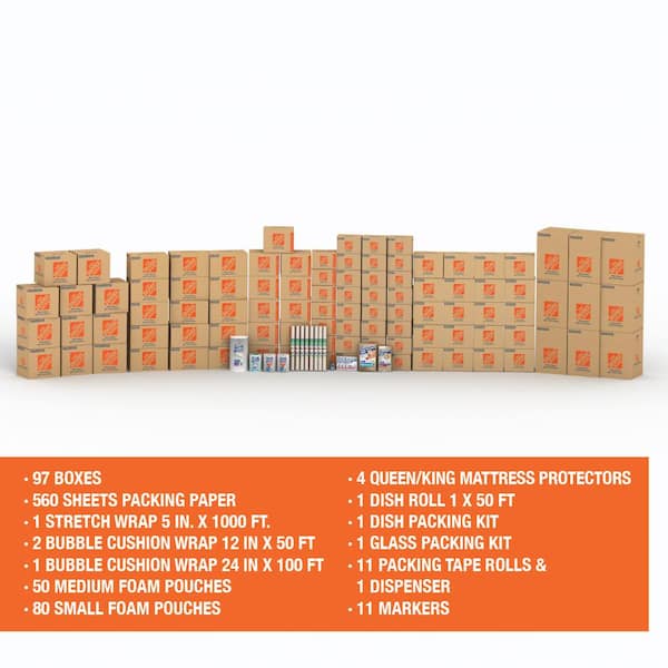 The Home Depot 97-Box 4 Bedroom Moving Box Kit