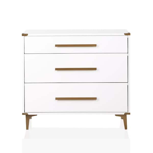 CosmoLiving by Cosmopolitan Karissa 3-Drawer White Dresser