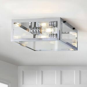 Grayson 12 in. Chrome/Clear Metal/Glass LED Flush Mount