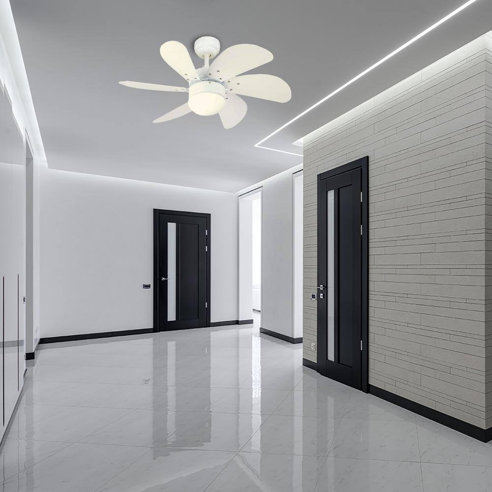 30'' White LED Ceiling Fan with Frosted Glass Light