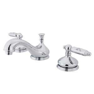 Georgian 8 in. Widespread 2-Handle Bathroom Faucets with Brass Pop-Up iin Polished Chrome