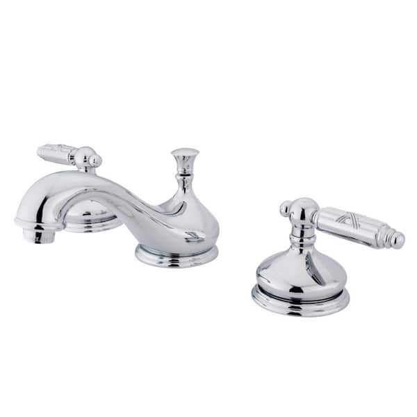 Kingston Brass Georgian 8 in. Widespread 2-Handle Bathroom Faucets with Brass Pop-Up iin Polished Chrome