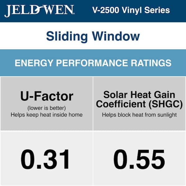 V-2500 Series 59.5 in. W x 47.5 in. H Left-Handed White Vinyl Low-E Sliding New Construction Window w/ Nail Fin Frame