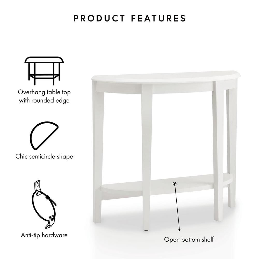 Espresso Brown Wood Semi-Circle Hallway Table with Storage Shelf