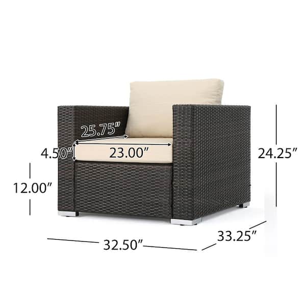 Santa Rosa Multi Brown 7-Piece Wicker Outdoor Patio Sectional Set with Beige Cushions