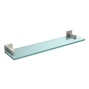 Montero 22 in. L x 2 in. H x 5-3/4 in. W Clear Glass Vanity Bathroom Shelf in Polished Nickel