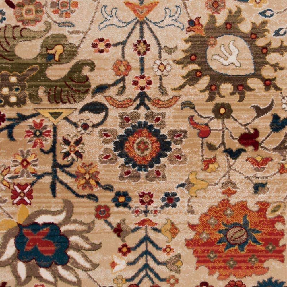 Beige and Taupe Floral Synthetic 8' x 10' Area Rug