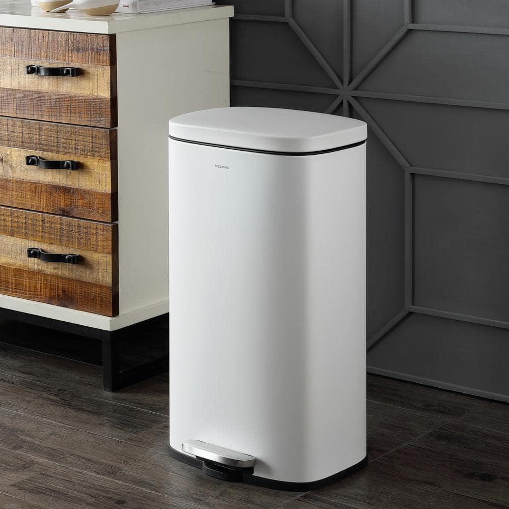 Curtis 8-Gallon White Stainless Steel Step-Open Trash Can