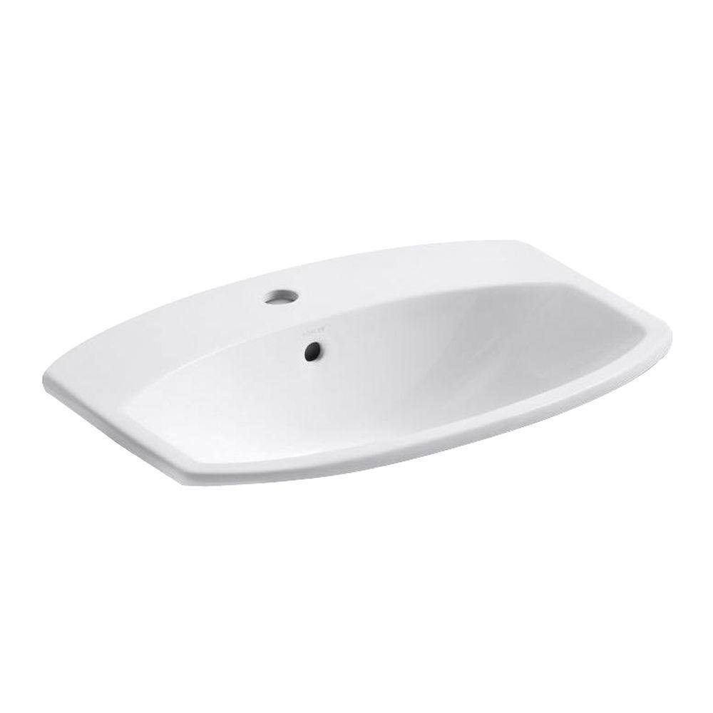 Cimarron White Ceramic Rectangular Drop-in Bathroom Sink