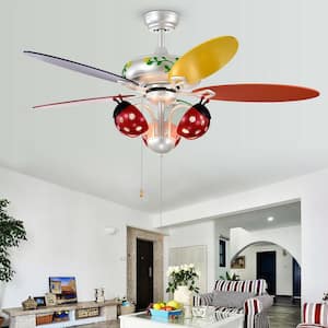 52 in. Indoor Multicolor Kids Ceiling Fan with Pull Chain Control