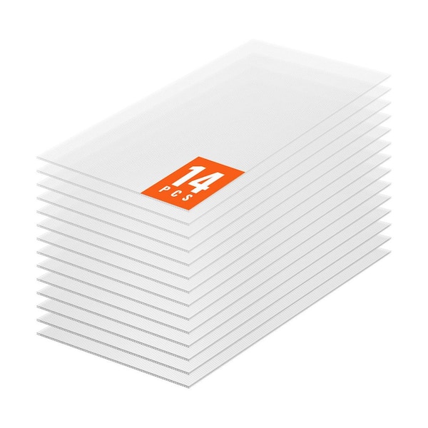 14 Pack Greenhouse Panels, Impact-Resistant Roofing, 1.98 ft. x 3.96 ft. Corrugated Polycarbonate Roof Panel in White