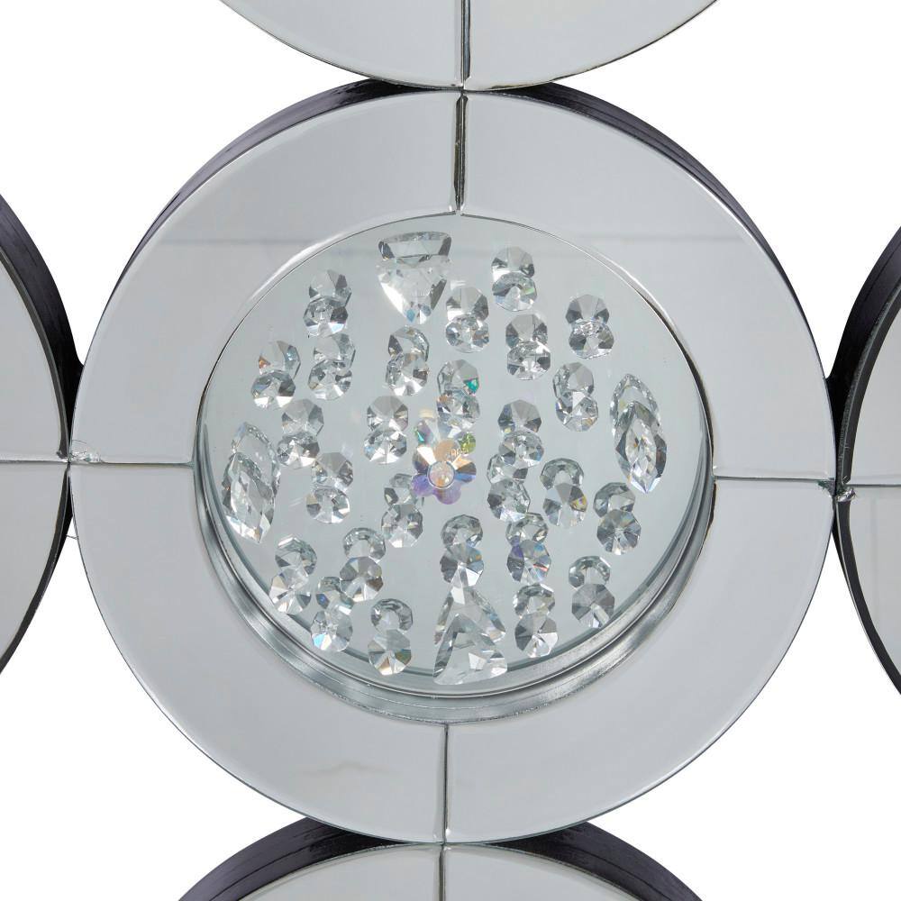 Luxe Reflections Silver Wood Wall Mirror with Crystal Accents 39" Round