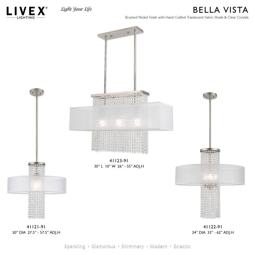 Bella Vista Brushed Nickel Crystal Drum Ceiling Light