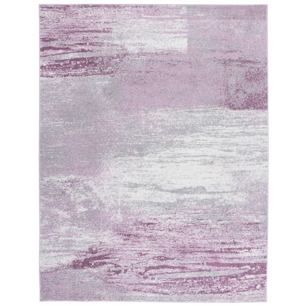 Adirondack Gray/Purple Solid Color 8 ft. x 10 ft. Distressed Area Rug