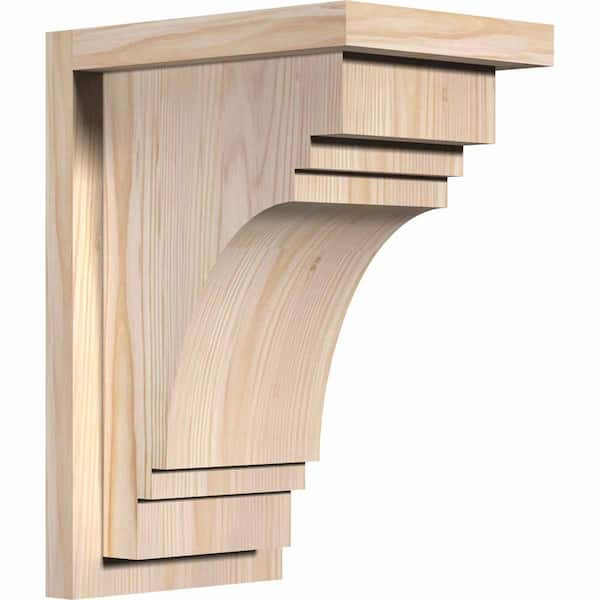 Ekena Millwork 7-1/2 in. x 10 in. x 14 in. Douglas Fir Pescadero Smooth Corbel with Backplate