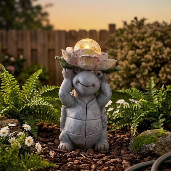Evergreen 11 in. H Verdigris Resin Praying Frog Garden Statue