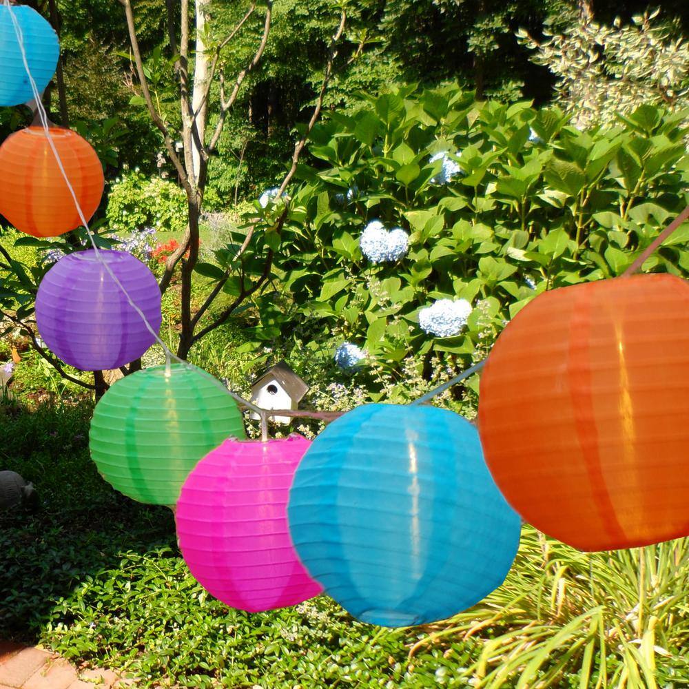 Battery Operated Multicolor Nylon LED Outdoor Lantern String Lights