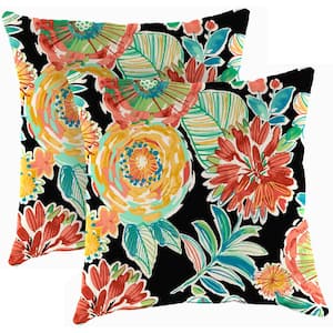 18 in. L x 18 in. W x 4 in. T Outdoor Throw Pillow in Colsen Noir (2-Pack)