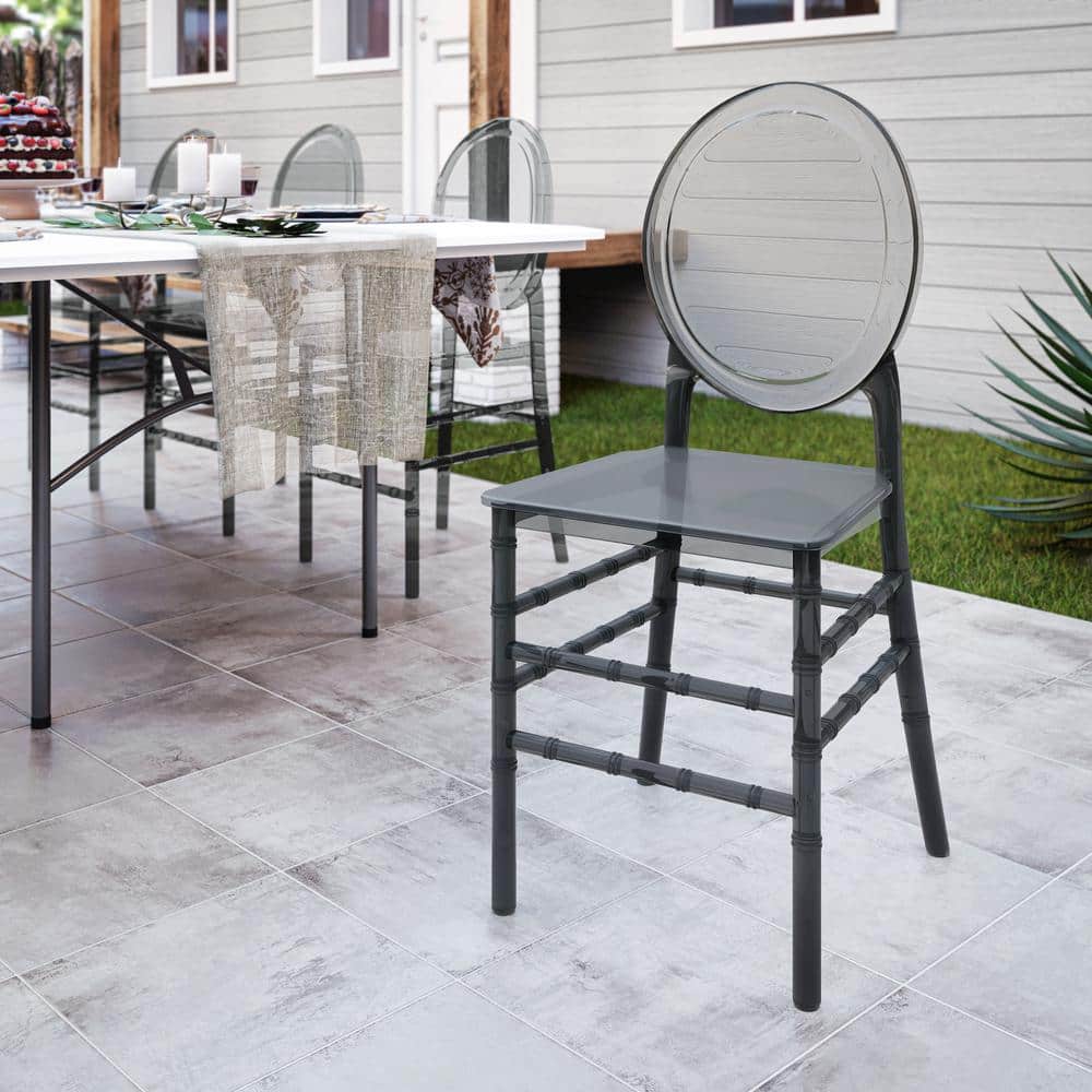 Techni Home Ghost Style Gray Acrylic Stackable Event Chairs-Set of 4