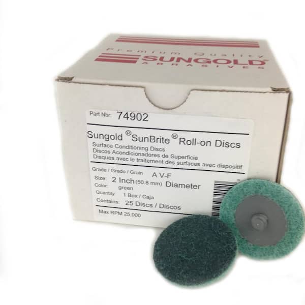 Sungold Abrasives 74928 Grey Super-Fine Non Woven Surface Conditioning Type R Quick Change Discs 25/Box 1-1/2 