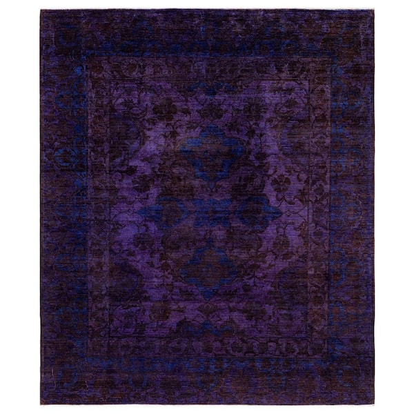 Overdyed Purple 8 ft. x 10 ft. Solid Wool Indoor Area Rug