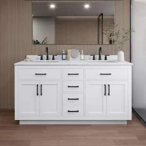 Beckett TK 66 in. W x 22 in. D x 35 in. H Double Bath Vanity in White with Giotto Quartz Top