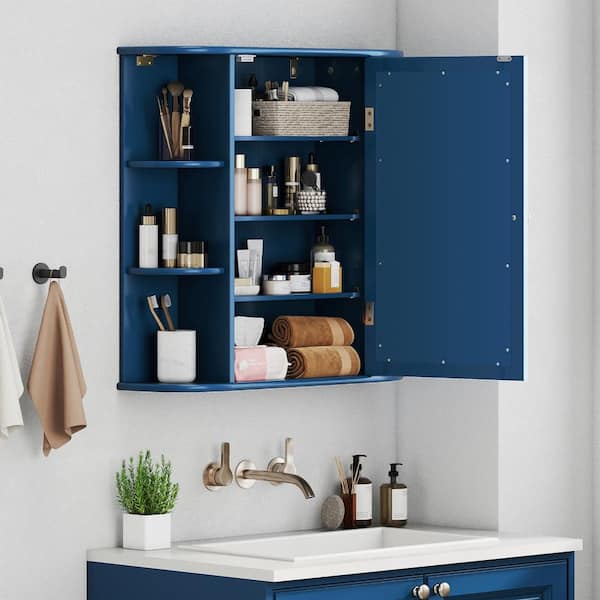 26 in. W x 25 in. H Rectangular Blue MDF Medicine Cabinet with
