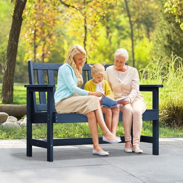 JEAREY Garden Bench All-Weather HDPE 2-Person Plastic Outdoor