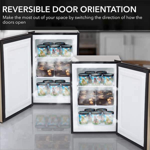 2.1 cu. ft. Manual Defrost Upright Freezer Mini Freezer with Lock and Reversible Door in Rose Gold