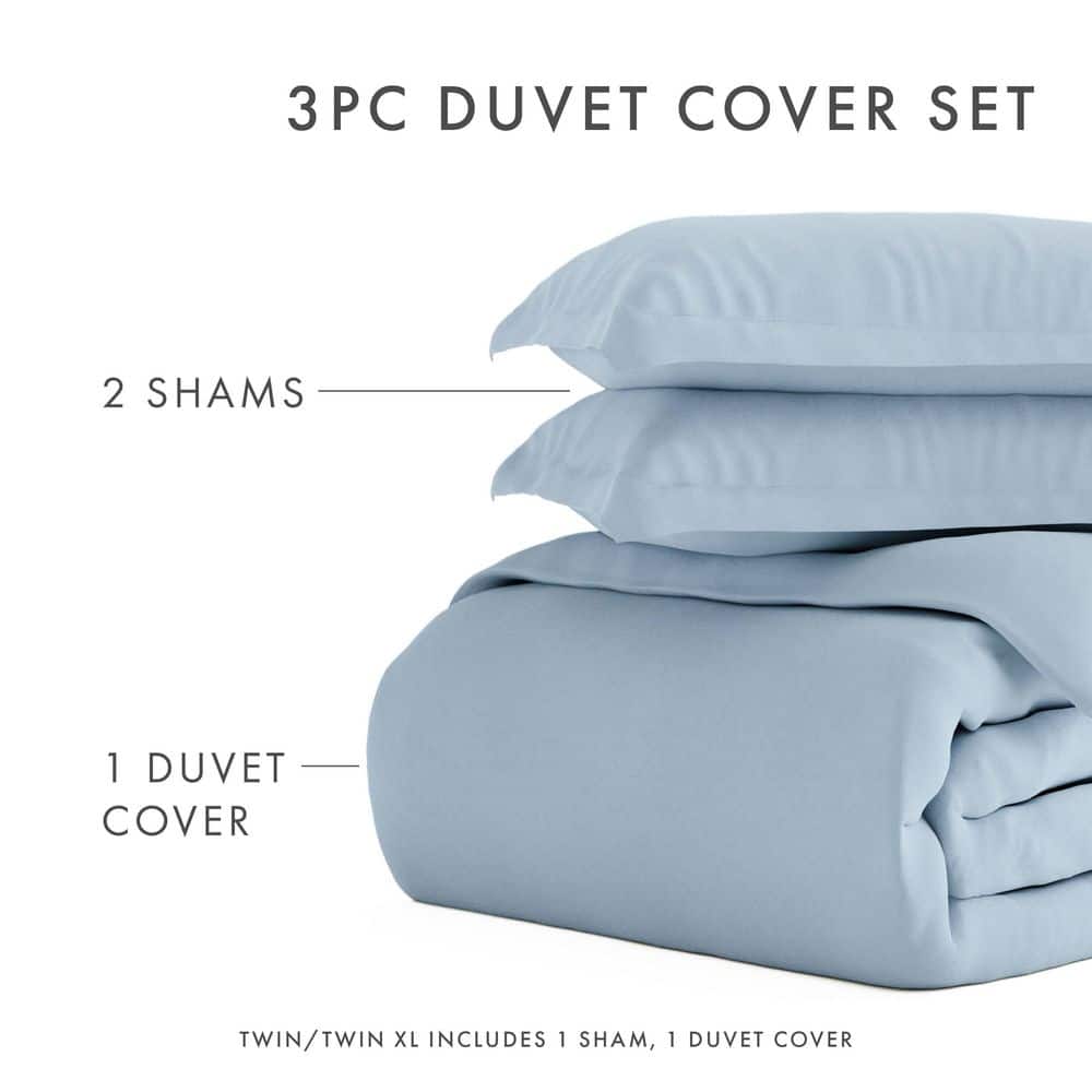 Ultra Soft Light Blue Microfiber King/Cal King Duvet Cover Set