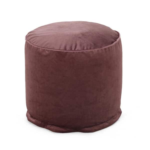 Noble House Beaver 16 in. x 16 in. Velvet Cylinder Pouf in Blush Pink