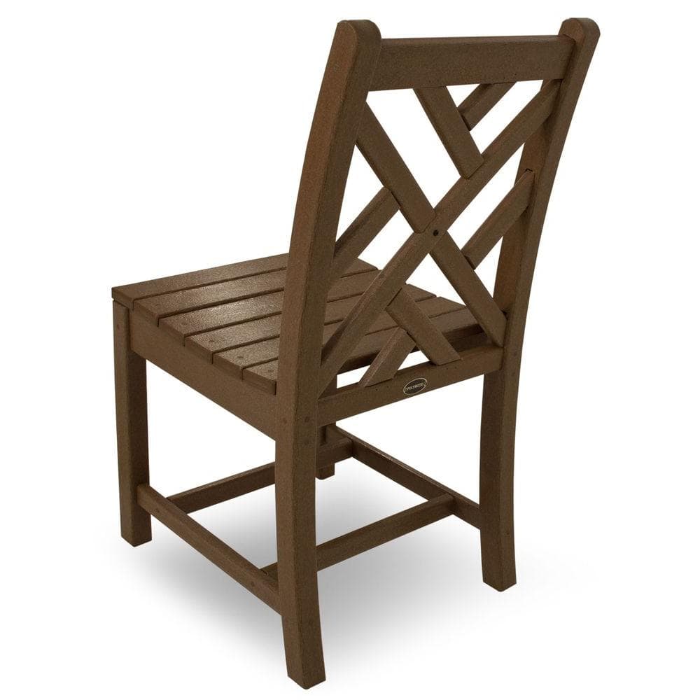 Brown Polywood Chippendale Armless Dining Side Chair