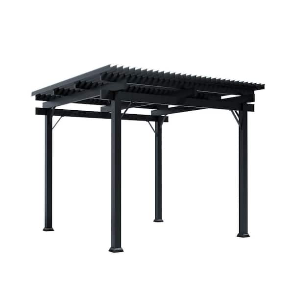 12 ft. x 12 ft. Black Aluminum Motorized Pergola