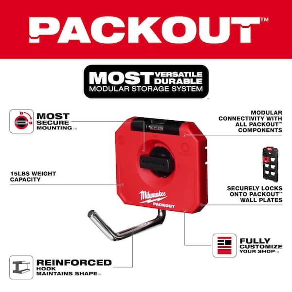 PACKOUT 4" Single Straight Hook Tool Holder