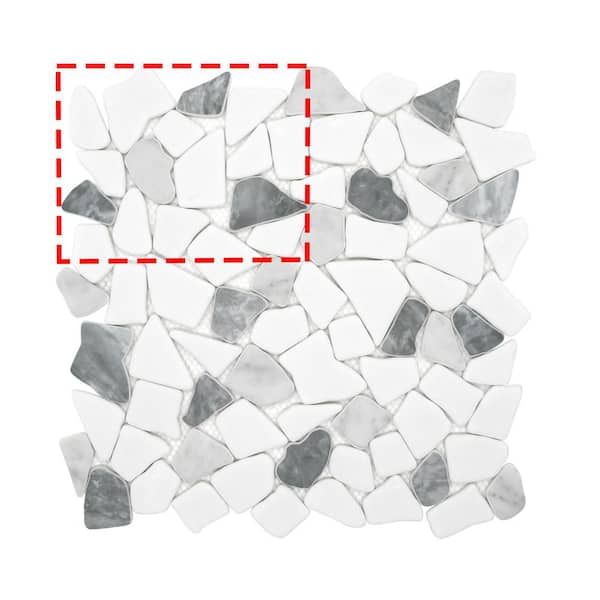 sunwings Pebble Mixed Gray 6 in. x 6 in. Recycled Glass Marble Looks Floor and Wall Mosaic Tile (0.25 sq. ft./Case)