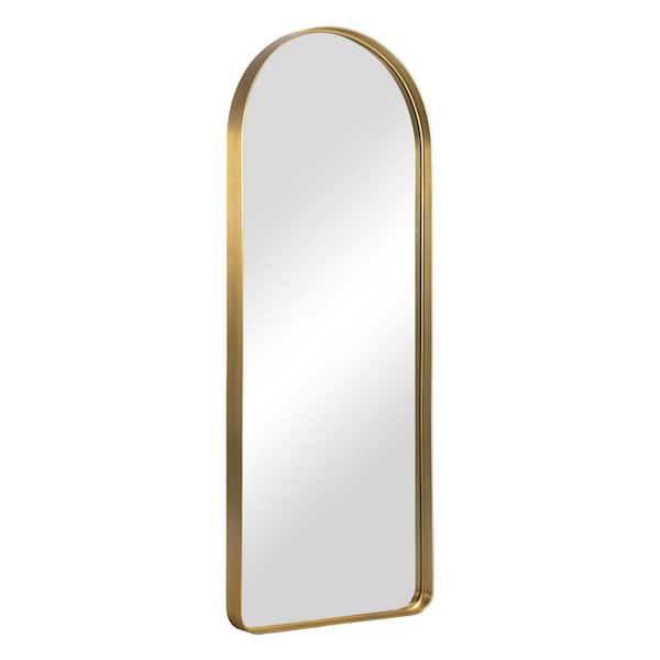 Lirago 31 in. W x 71 in. H Metal Deep Modern Arch Framed Full Length Mirror with Rounded Corner in Gold