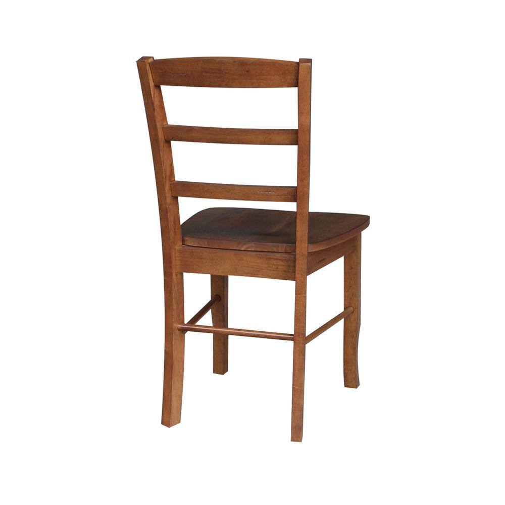 Distressed Oak 42" Drop Leaf Pedestal Dining Table with 2 Ladder Back Chairs
