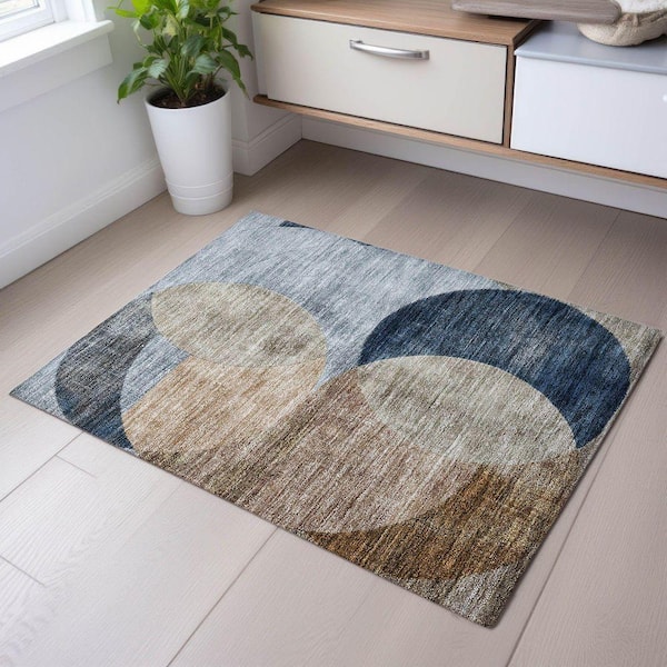 Mayfield Premium Machine Washable Abstract AMF1140 Sky 2 ft. x 3 ft. Area Rug