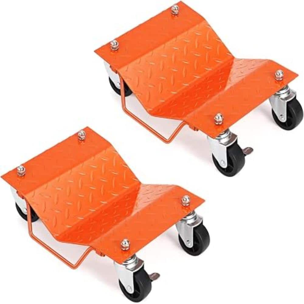 2PCS Heavy Duty Car Wheel Dolly, 3000 LBS Total 360° Lockable Rotatable Steel Dolly for Workshop Motorcycle SUV, Orange price history on PriceWatchPro