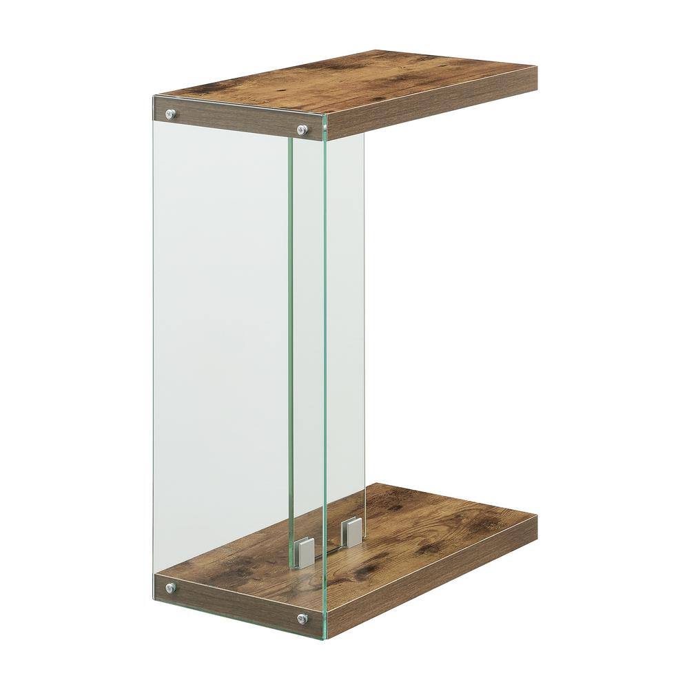 Barnwood and Glass C End Table with Floating Shelf