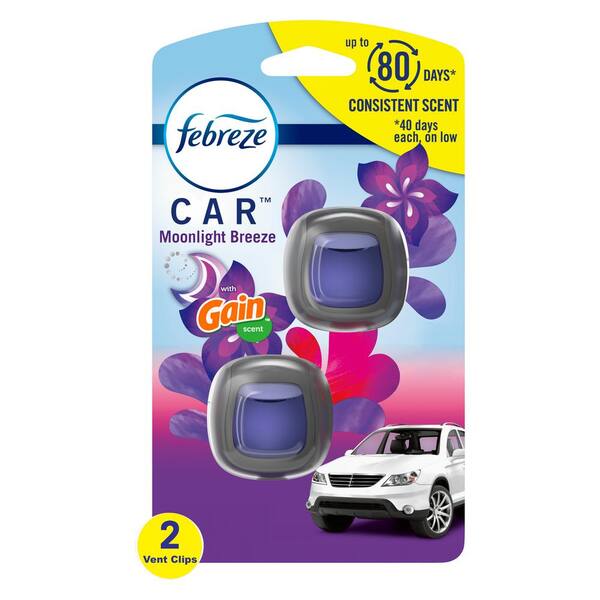 Febreze 0.06 oz. Gain Moonlight Breeze Car Vent Clip Air Freshener (2-Pack)