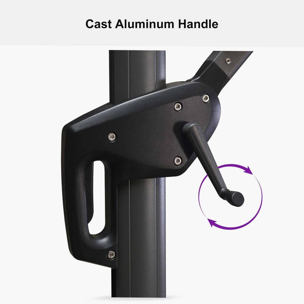 Light Gray Aluminum Cantilever Patio Umbrella with Stand