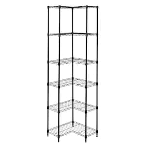 Steel 20 in. W x 72 in. H x 20 in. D 6-Tier L Corner Wire Shelving, Black