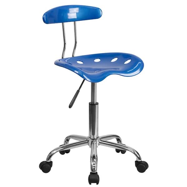 Flash Furniture Vibrant Bright Blue and Chrome Task Chair with Tractor Seat