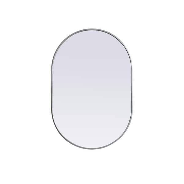 Unbranded Simply Living 27 in. W x 40 in. H Oval Metal Framed Silver Mirror